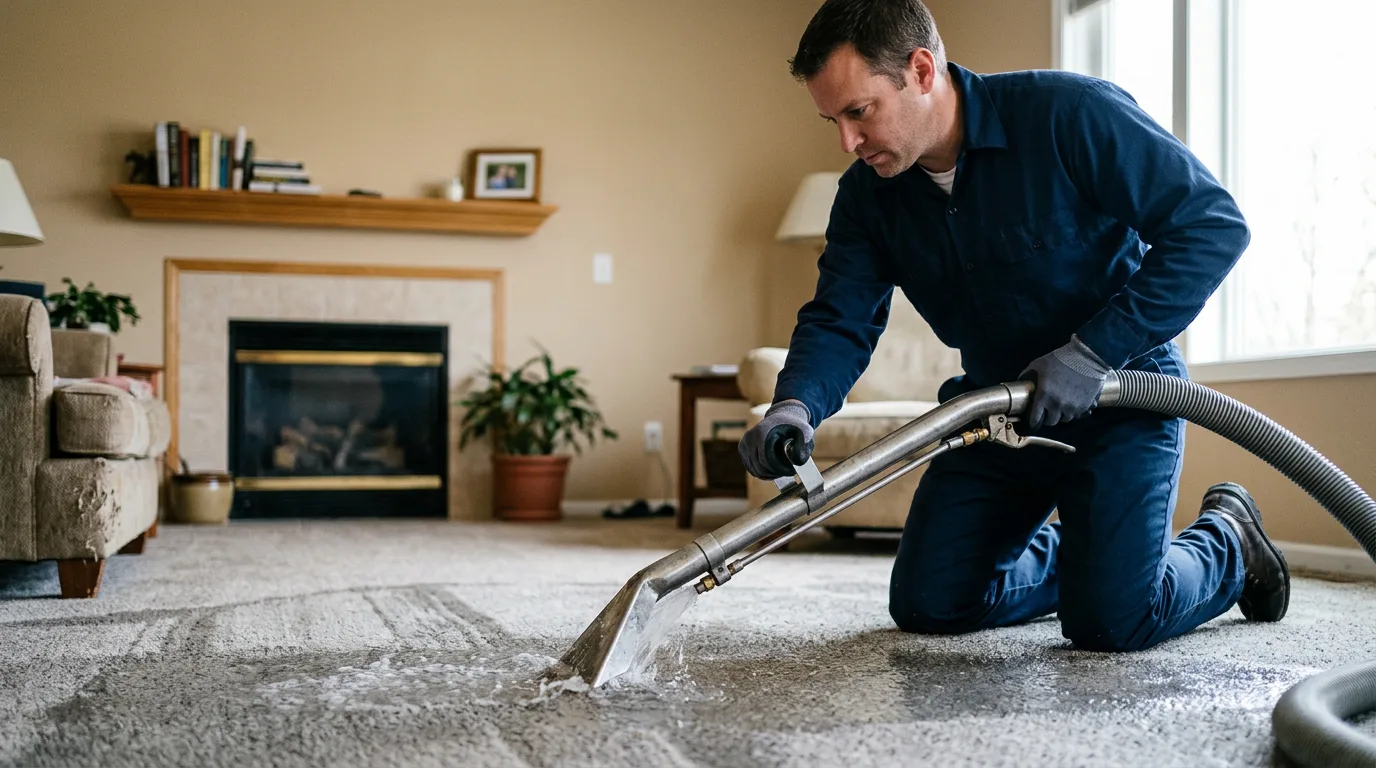 Water damage restoration technician working near Ollie, IA